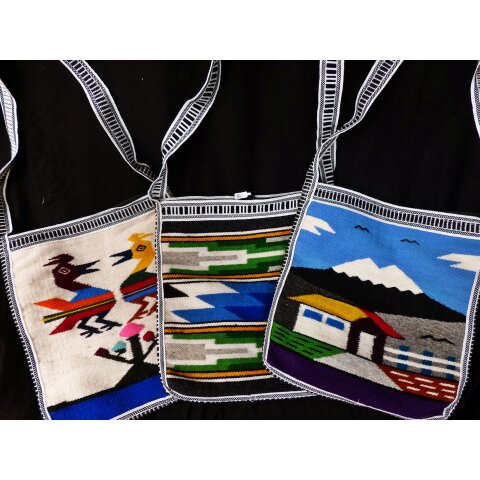Kolumbien Hippie Umh&auml;ngetasche handgewebt 30 x 30 cm