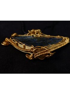 Anh&auml;nger No. 31 Jugendstil Labradorit in Messingdraht 60 g 95 mm