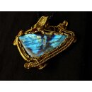 Anh&auml;nger No. 31 Jugendstil Labradorit in Messingdraht 60 g 95 mm