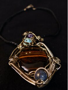 Anh&auml;nger No. 29 Jugendstil Tigerauge Neusilber 38 g...