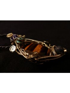 Anh&auml;nger No. 29 Jugendstil Tigerauge Neusilber 38 g 75 mm