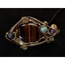 Anh&auml;nger No. 29 Jugendstil Tigerauge Neusilber 38 g 75 mm