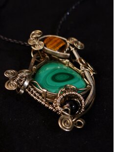 Anh&auml;nger No. 30 Jugendstil Malachit Neusilber 49 g...