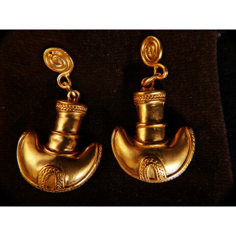 1 Paar Ohrstecker No.21 vergoldet astrologisches Motiv Goldmuseum Bogota 30x25 mm