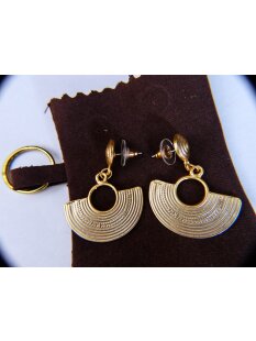 1 Paar Ohrstecker No.21 vergoldet astrologisches Motiv Goldmuseum Bogota 30x25 mm