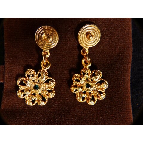 1 Paar Ohrstecker No.26 vergoldet astrologisches Motiv Goldmuseum Bogota 10-12 mm