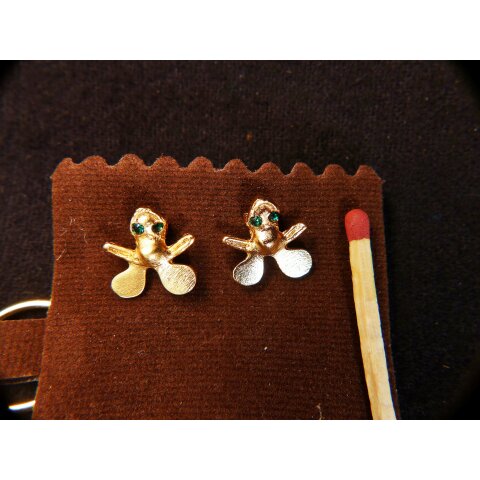 1 Paar Ohrstecker No.34 vergoldet astrologisches Motiv Goldmuseum Bogota 10-12 mm