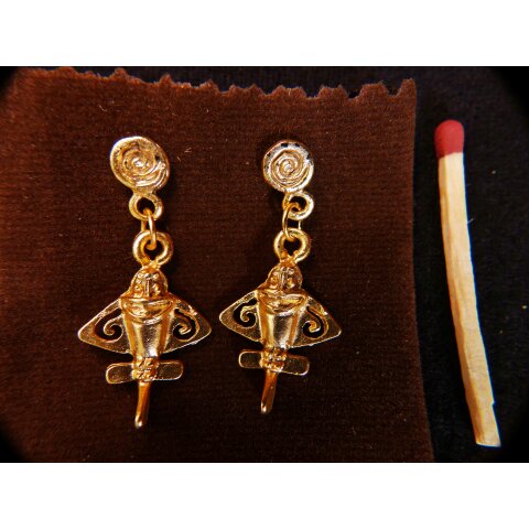 1 Paar Ohrstecker No.45 vergoldet astrologisches Motiv Goldmuseum Bogota 10-12 mm