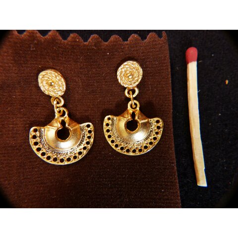 1 Paar Ohrstecker No.48 vergoldet astrologisches Motiv Goldmuseum Bogota 10-12 mm