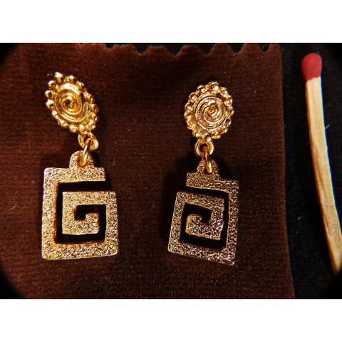 1 Paar Ohrstecker No.50 vergoldet astrologisches Motiv Goldmuseum Bogota 10-12 mm