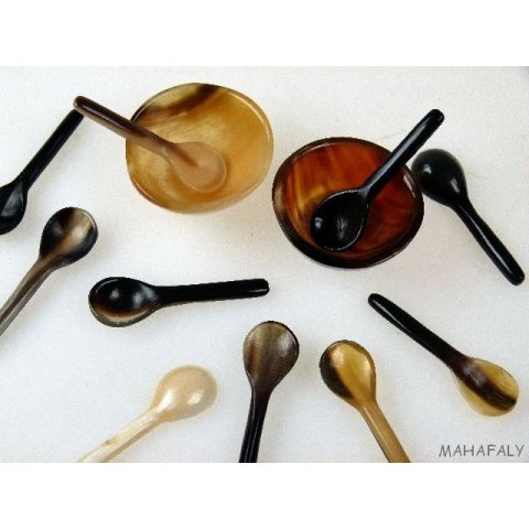 Horn Salzl&ouml;ffel Mini 4 oder 6 cm 1 St&uuml;ck Code X