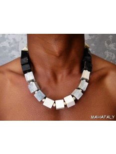 Knochenkette Kubix schwarz wei&szlig;, grau - 50 % reduziert