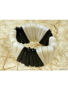 Horn Armband Hobeatrice schwarz und wei&szlig;  40 mm = Code F