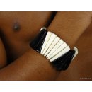 Horn Armband Hobeatrice schwarz und wei&szlig;  40 mm = Code F