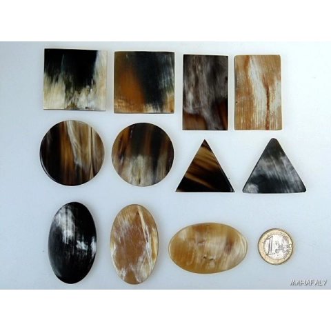 Hornplatten 40 mm in 5 Formen  poliert / antik / matt