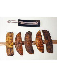 Horn Haarspange rund Naturoberfl&auml;che aussen, mit...