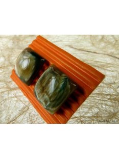 Horn Ohrstecker. quadrat gew&ouml;lbt 15 mm = Code E