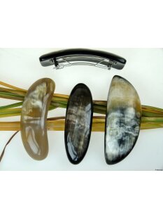 Horn Haarspange rund poliert mit Metallclip Made in...