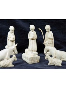 Krippe Gasy 11 teilig wei&szlig;es Lianenholz 12 cm =...