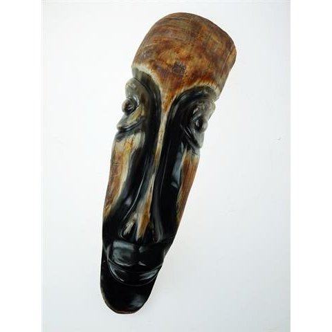 Hornfigur Maske und Trinkhorn. ETHNO 29 cm = Code E
