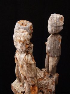 AL48 original AloAlo Grabstele der Mahafaly antik 3 M&auml;nner 200 cm ca. 1930