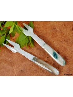 1x Gabel Agelos 13 cm Perlmutt wei&szlig; + Tritonschnecke