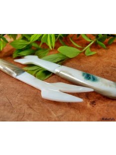 1x Gabel Agelos 13 cm Perlmutt wei&szlig; + Tritonschnecke