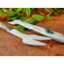 1x Gabel Agelos 13 cm Perlmutt wei&szlig; + Tritonschnecke