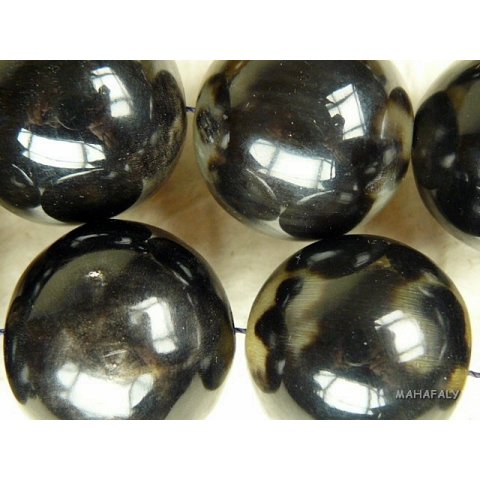 Hornperlen D: 20 mm 25 St. im 50 cm Strang dunkel+ hochpoliert