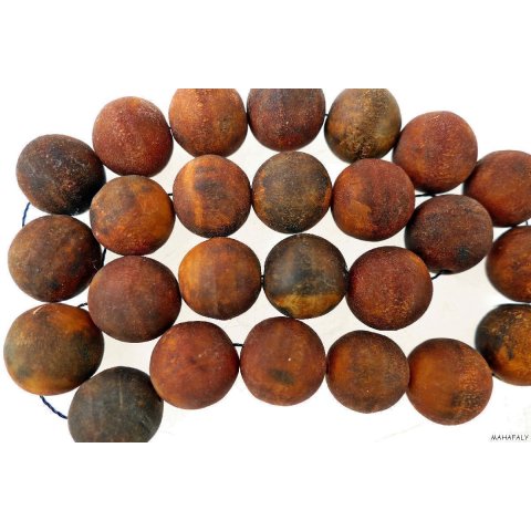 Hornperlen D: 35 mm 14 St.antik braun gebrannt + matt geschliffen