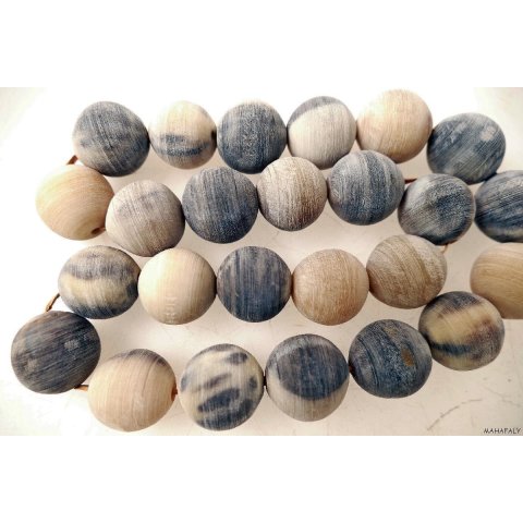 Hornperlen D: 40 mm 13 St.grau/hell geflammt + matt geschliffen