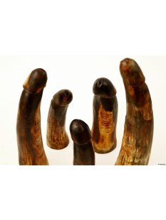 Horn Phallusskulptur und Dildo 21 bis 24 cm = Code E seidenmatt natur