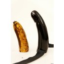 Horn Phallusskulptur und Dildo mit G&uuml;rtelschlitz. 15 bis 17 cm = Code C gl&auml;nzend poliert