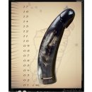 Horn Phallusskulptur und Dildo mit G&uuml;rtelschlitz. 15 bis 17 cm = Code C gl&auml;nzend poliert