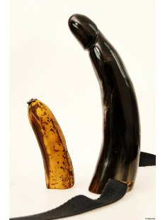 Horn Phallusskulptur und Dildo mit G&uuml;rtelschlitz. 24...