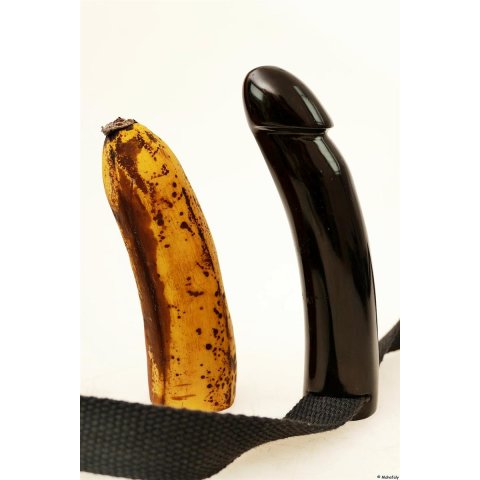 Horn Phallusskulptur und Dildo mit G&uuml;rtelschlitz 12 bis 15 cm = Code B gl&auml;nzend poliert