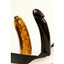 Horn Phallusskulptur und Dildo mit G&uuml;rtelschlitz 12 bis 15 cm = Code B gl&auml;nzend poliert