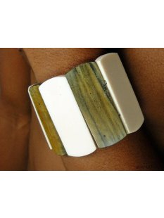 Horn Armband Hosijas hellbraun/wei&szlig; 50 mm = Code E