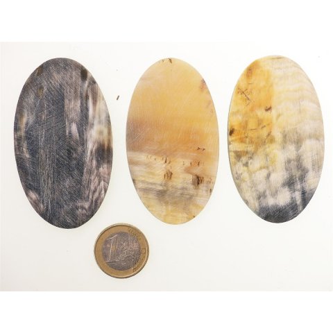 Hornplatten 70 x 40 mm oval matt poliert