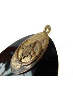 Horn Anh&auml;nger. Rova oval  10x15 cm = Code I dunkler Grundton