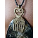 Horn Anh&auml;nger. Rova oval  10x15 cm = Code I dunkler Grundton