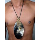 Horn Anh&auml;nger. Rova oval  10x15 cm = Code I dunkler Grundton