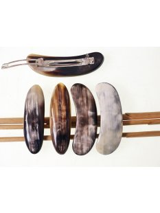 Horn Haarspange rund poliert mit Metallclip Made in...