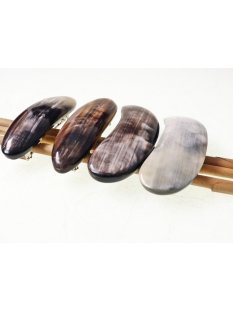 Horn Haarspange rund poliert mit Metallclip Made in...
