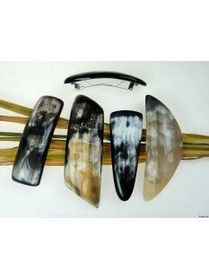 Horn Haarspange eckig poliert mit Metallclip Made in...