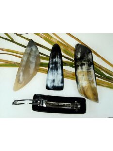 Horn Haarspange eckig poliert mit Metallclip Made in...