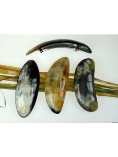 Horn Haarspange rund poliert mit Metallclip Made in...