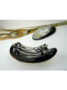 Horn Haarspange rund poliert mit Metallclip Made in France Patent 80 mm = Code D