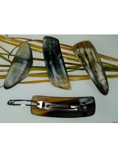 Horn Haarspange eckig poliert mit Metallclip Made in...