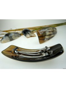 Horn Haarspange eckig poliert mit Metallclip Made in France Patent 80 mm = Code D